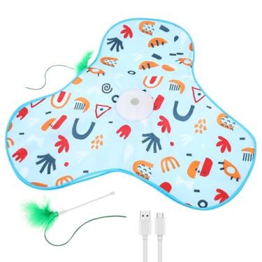 Imagem de KHZSPP Brinquedos interativos de esconde-esconde para gatos, brinquedos automáticos recarregáveis para gatos ativados por toque, pena de varinha oculta em movimento, mouse para exercícios internos