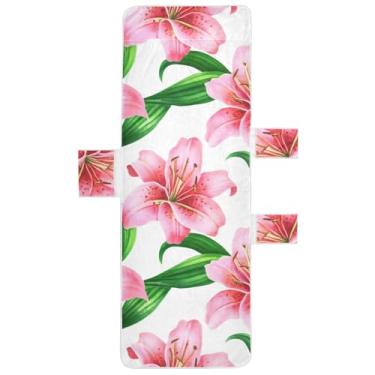 Imagem de Aquarela lírio flores folhas brancas chaise lounge capas de cadeira toalha de piscina lounge cadeira de praia linda espreguiçadeira de piscina 85 x 76 centímetros