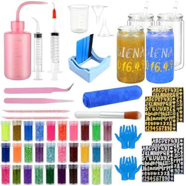 Imagem de Bumaeu Conjunto de copos de bola de neve de plástico de 8 peças, kit de copos de bola de neve para iniciantes, incluindo copos transparentes de camada dupla pré-perfurados de 473 ml e suprimentos para