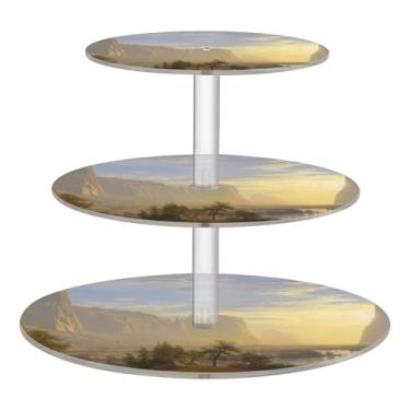 Imagem de Paisagem Bierstadt Albert Yosemite Valley 3 camadas suporte de cupcake para festa, copo de acrílico, torre de bolo, bandeja de servir doces, para festa, sobremesa, decoração de aniversário