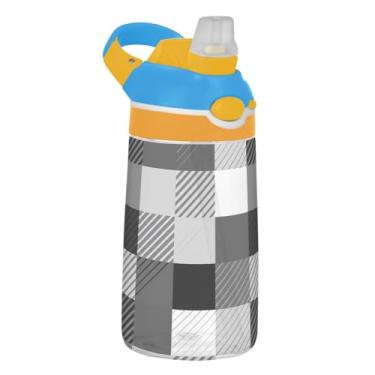Imagem de Garrafa de água preta alternada para crianças 473 ml garrafa de água esportiva à prova de vazamento com tampa de canudo 473 ml Tritan copo de viagem infantil portátil, reutilizável, alça de transporte
