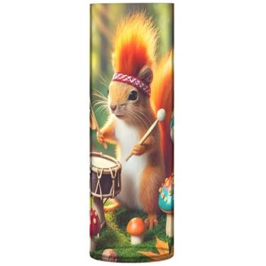 Imagem de Vaso de flores cilíndrico decorativo esquilo engraçado animal redondo vaso de flores bonito personalizado decoração de quarto estética, 30 cm x 9,9 cm