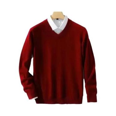 Imagem de Suéter Masculino plus Size De Cashmere Com Decote Em V, Malha Quente P