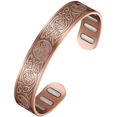 Imagem de Jecanori Pulseira magnética de cobre puro para mulheres e homens, pulseiras elásticas com contas, estilo 2
