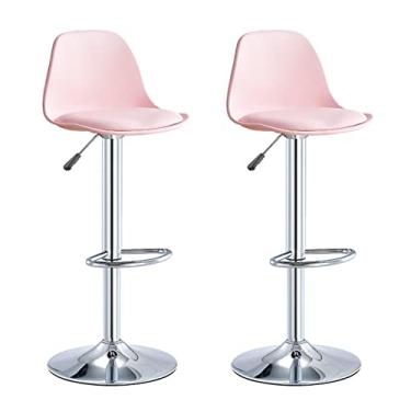 Imagem de Bancos de bar, Banquinho de Bar Giratório, Banqueta de Bar Ajustável, Banco de Bar Alto, Cadeira de Jantar de Ilha Alta de Cozinha com Encosto, Banqueta de Bar de Café da Manhã de Cozinha com Apoio