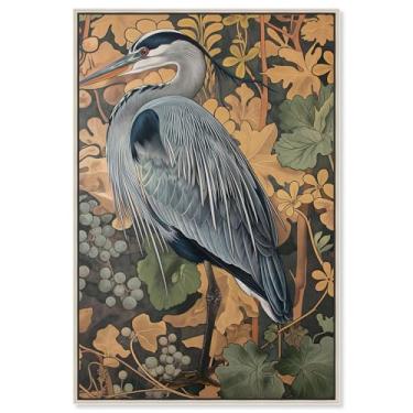 Imagem de Art Remedy Heron's Blue Serenade Canvas Bird Maximalist, moldura prata, 50,8 cm x 76,2 cm