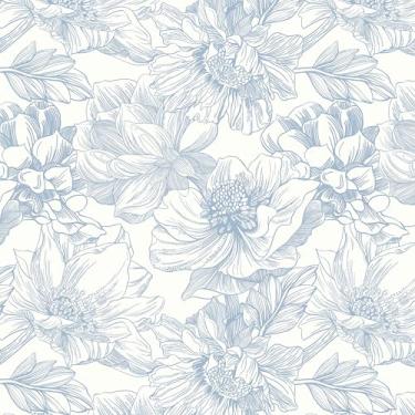 Imagem de Dimoon Papel de parede floral azul estilo vintage 994 x 43 cm