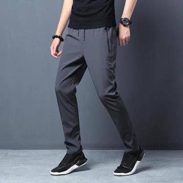 Imagem de Calças Casuais Masculinas De Verão Slim Fit Em Seda Gelada De Secagem 