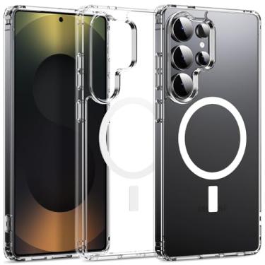 Imagem de CASEVASN Capa para celular compatível com Samsung Galaxy S25 Ultra, híbrida resistente a arranhões, TPU transparente, absorção de choque, fina, flexível, de silicone, protetora magnética para Galaxy