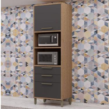 Imagem de Paneleiro Torre Quente 2 Portas 2 Gavetas Castanho/Chumbo