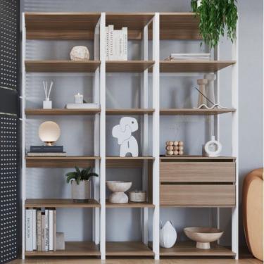 Imagem de Guarda Roupa Closet 3 Peças Com 2 Gavetas E 14 Nichos Easy Prodecor Branco/Montana