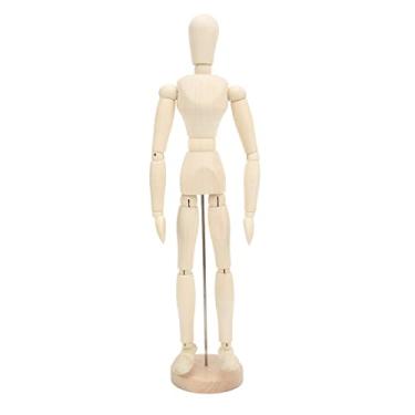 Imagem de Figura de manequim de madeira modelo mini flexível rotativo 14 juntas ferramenta de desenho artístico para estudo de animação decoração de casa madeira de lótus 16 pol.