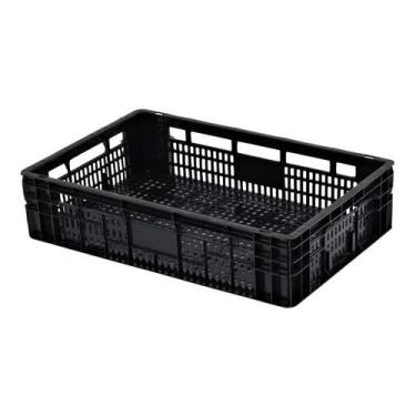 Imagem de Cesto Bandeja Plástica Caixa Hortifruti Organizadora Multiuso Supermercado Mercado Lojas (Preto)