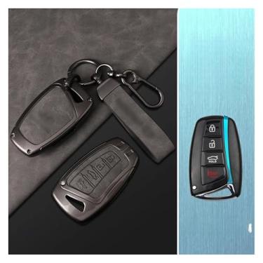 Imagem de Capa de chave de carro em liga de zinco compatível com Hyundai SantaFe/Equus/Azera/Genesis L110/Grand Grandeur/HG/Ix45/Elantra/Accent(Black)