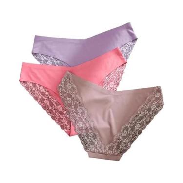 Imagem de Conjunto De Calcinhas Sexy Sem Costura Em Renda Para Mulheres, Briefs 