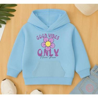 Imagem de Moletom Good Vies Only Flores Infantil Menina Feminino Agasalho Cangur