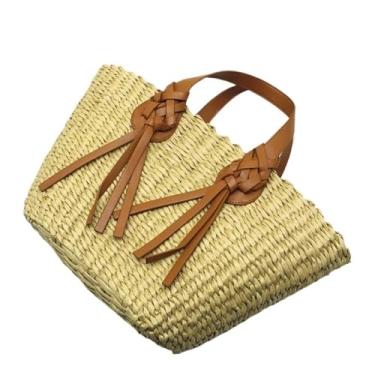 Imagem de SKXMOD Bolsa feminina de malha de vime de grande capacidade, bolsa feminina de verão, praia, bali, bolsa de palha para viagem grande