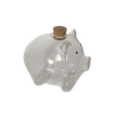 Imagem de Generic Cofrinho de vidro em formato de porco, ideal para meninos e meninas. Portátil e decorativo, perfeito para guardar dinheiro em prateleiras.