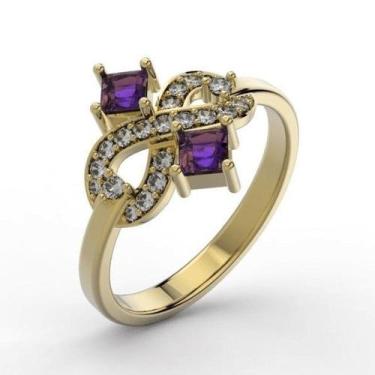 Imagem de Anel Feminino em Ouro 18k com Infinito Cravejado em Pedras - Vieira Cr