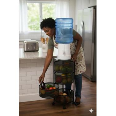 Imagem de Organizador Multiuso Fruteira Articulada com 4 Cestos Respiráveis em Aço Carbono e Rodinhas All Black