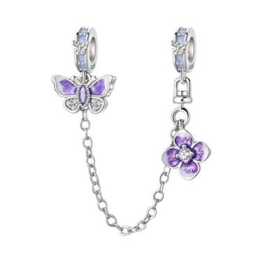 Imagem de Pulseira De Corrente Com Contas De Casal De Gato Borboleta Romântica P