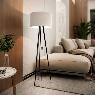 Imagem de Luminária Abajur Tripé De Chão Sala de Estar Pés em Aço Industrial Luxo Londres