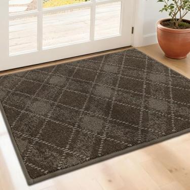 Imagem de COSY HOMEER Tapete de porta antiderrapante para entrada da porta da frente - Tapete antisujeira de perfil baixo, absorvente e lavável (61 x 91 cm, marrom)