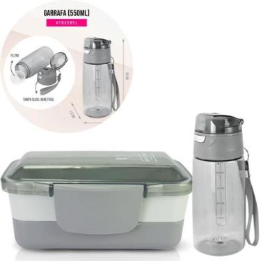 Imagem de Kit Marmita 950ml Garrafa Squeeze 500ml com filtro infusor e trava de 