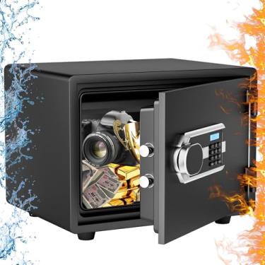 Imagem de Cofre à prova d'água e à prova de fogo com cofre digital, 39,9 kg pesado 1 hora à prova de fogo, teclado retroiluminado em modo silencioso, cofre doméstico para documentos de objetos de valor, 1 metro