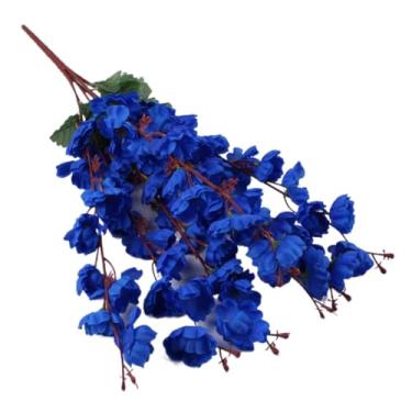 Imagem de Buquê de Flor de Pêssego Artificial com 7 Ramificações, Arranjo Decorativo Realista para Decoração de Casa e Ambientes Internos(1 unidade,Azul escuro)