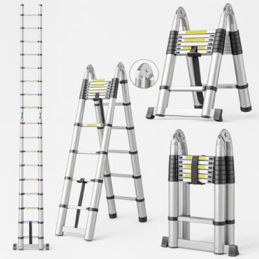Imagem de Telescópica Dupla Alumínio – Extensível 3,4m/5m, Dobrável Multifuncional Profissional para Serviços(5 Metro)