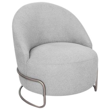 Imagem de Poltrona Luxo Decorativa Tulipa Linho - Doce Sonho Móveis, Cinza claro