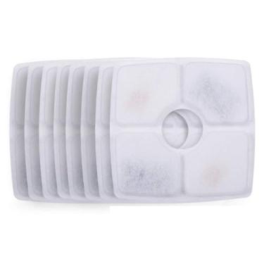 Imagem de Filtros de reposição para fontes água gatos a fonte flores Veken animais estimação 8 unidades malha algodão resina carvão ativado purifica profundamente potável limpa e segura cuida da saúde do gato