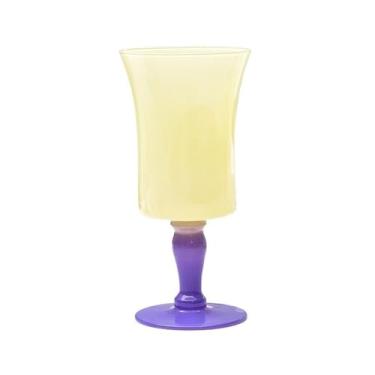Imagem de Copos com haste colorida, cálice de vidro de cristal de 400 ml para água, suco, vinho e coquetéis (Amarelo)