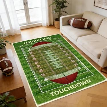 Imagem de Tapete de campo de futebol de 1,8 x 1,8 m – Tapete antiderrapante de lã sintética, tapetes de futebol para quarto de meninos, sala de jogos, sala de estar, decoração de quarto de futebol, adequado