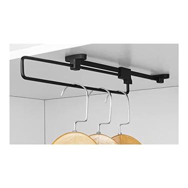 Imagem de Vara de armário ajustável, varão de manobrista retrátil para armário toalha ideal para armário (cor: preto, tamanho: 400 mm/16 polegadas)