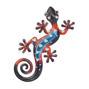 Imagem de Ｂｅｓｇａ Arte de parede em metal com lagartixa, peça decorativa 2D para pendurar, ideal para, café, pátio, casa, escritório e sala de estar, Preto