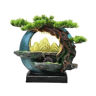 Imagem de Fontes de mesa para uso interno, fonte de água corrente, relaxamento, fonte de água corrente, Feng Shui, circulação, água, bonsai, ornamentos decorativos para escritório, sala de estar, armário de TV