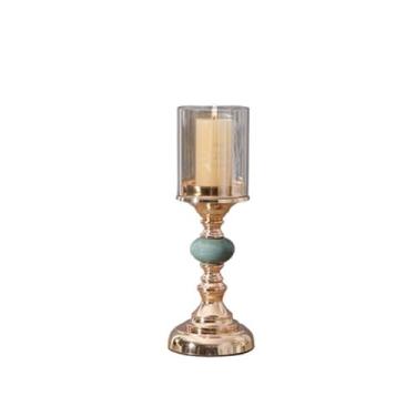 Imagem de KHUTRW3D Candelabro de vidro de cerâmica leve luxuoso enfeite decorativo vintage mesa de jantar suporte de vela decoração (pequeno)