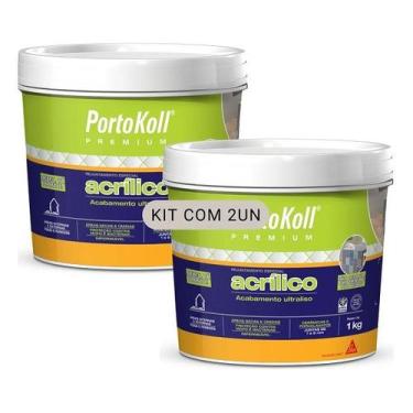Imagem de Kit 2 Rejunte Acrilico Portokoll Premium 1KG Cinza Platina - Sika