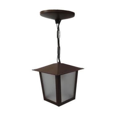 Imagem de Pendente Colonial Quadrada L2C em Aço - Ideal Iluminação, Marrom