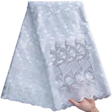 Imagem de ZhenGuiRu Tecido de renda africana 5 metros, tecido de renda de algodão jacquard bordado nigeriano para costura de festa de casamento