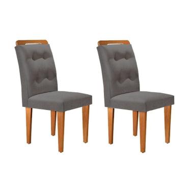 Imagem de Kit 2 Cadeiras De Cozinha Imperatriz 2 Un Madeira Capuccino Linho Grafite Rufato