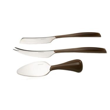 Imagem de Kit 3 Peças Queijo Faca Espátula Petisco Tabaco Luxo Bugatti