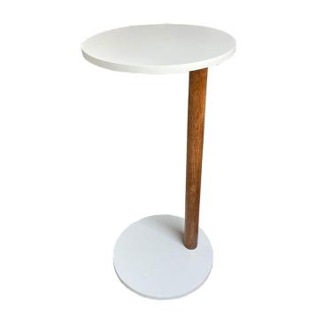 Imagem de Mesa De Apoio Monopé Lateral Redonda Sofá Ou Cama Branca