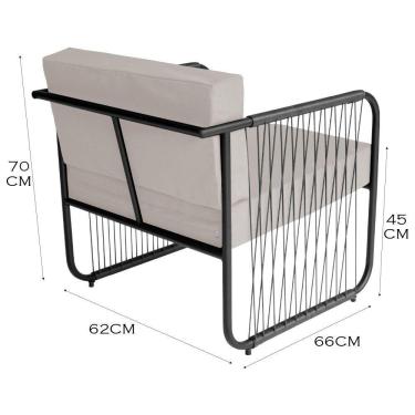 Imagem de Poltrona área Externa Córdova Aço Carbono E Fibra Sintética Preto branco