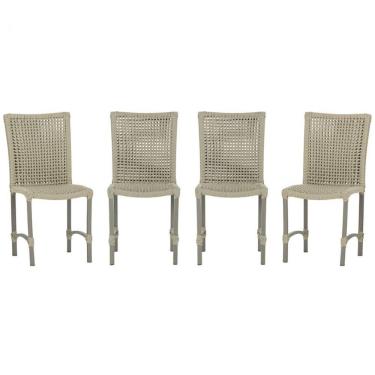 Imagem de 4 Cadeiras De Jantar Cannes De Alumínio Pintura Fendi Trama Rami