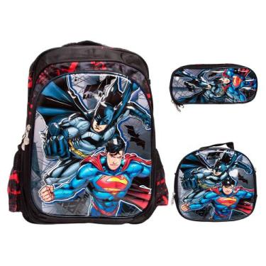 Imagem de Kit Mochila Infantil Masculina Estojo Lancheira Térmica - Plike