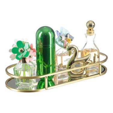 Imagem de Bandeja Decorativa Luxo Com Espelho Banheiro Perfumes Cosméticos 128 -
