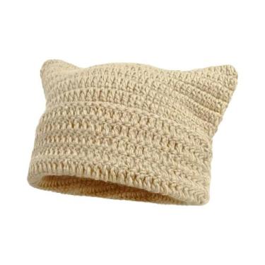 Imagem de Gorro Feminino Com Orelhas De Gato, Estilo Y2K, Listrado, Tricotado, Q
